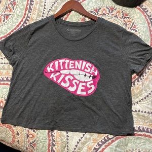 Kittenish crop-top T-shirt